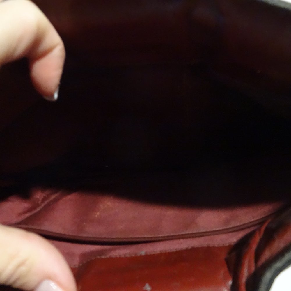 Vintage Etienne Aigner Handmade Oxblood‎ Red Leather Shoulder Handbag PURSE 70s - Picture 6 of 7